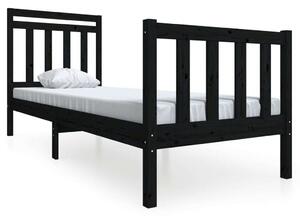 VidaXL Fekete Tömörfa Ágykeret - 75x190 cm