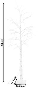 TEMPO-KONDELA WHITE BIRCH, LED karácsonyi fa, nyírfa, 90 cm