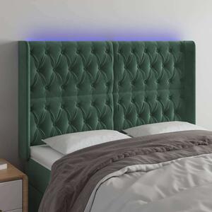 VidaXL sötétzöld bársony LED-es fejtámla 147x16x118/128 cm