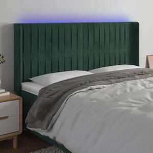 VidaXL sötétzöld bársony LED-es fejtámla 163x16x118/128 cm