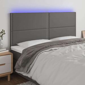 VidaXL LED-es Ágyfejtámla - Szürke Műbőr - 200x5x118/128cm