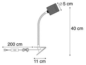 Modern szorító lámpa fekete hajlékony karral - Cavalux