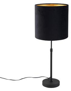 Asztali lámpa fekete, velúr árnyalatú fekete, arannyal 25 cm - Parte