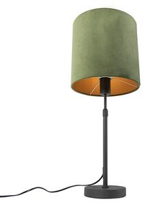 Asztali lámpa fekete, velúr árnyalatú zöld, arany, 25 cm - Parte