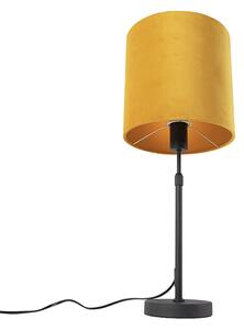 Asztali lámpa fekete bársony árnyalatú sárga, arany 25 cm - Parte