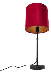 Asztali lámpa fekete, velúr árnyalatú vörös, arany, 25 cm - Parte