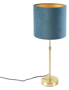 Asztali lámpa arany / sárgaréz, velúr árnyalatú kék, 25 cm - Parte