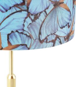 Asztali lámpa arany / sárgaréz bársony árnyalatú pillangókkal 25 cm - Parte