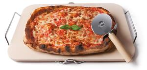 Pizzakő és szeletelő készlet, kerámia, L30,5xl38 cm, Non Solo Pizza Krém