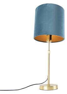 Asztali lámpa arany / sárgaréz, velúr árnyalatú kék, 25 cm - Parte