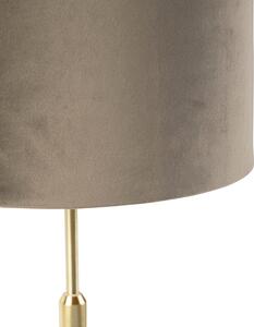 Asztali lámpa arany / sárgaréz velúr árnyalatú taupe 25 cm - Parte
