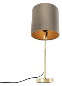 Asztali lámpa arany / sárgaréz velúr árnyalatú taupe 25 cm - Parte