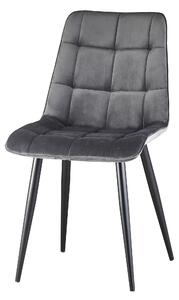 Kárpitozott szék fém lábakkal Coral Velvet Szürke / Fekete, Sz51xM44xM89 cm