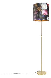 Állólámpa arany / sárgaréz bársony árnyalatú virágokkal 40/40 cm - Parte
