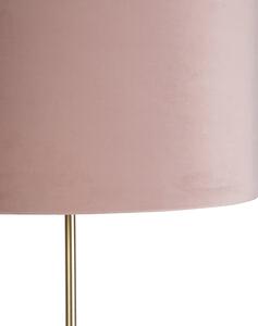 Állólámpa arany / sárgaréz, rózsaszín bársony árnyalattal 40/40 cm - Parte
