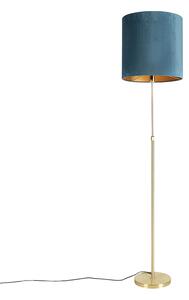 Állólámpa arany / sárgaréz bársony árnyalatú kékkel 40/40 cm - Parte