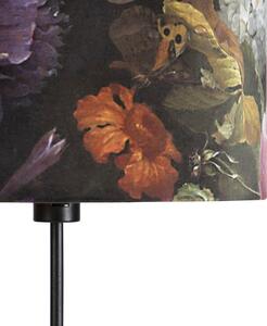 Állólámpa fekete bársony árnyalatú virágokkal 35 cm - Parte