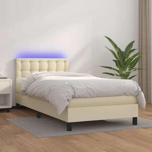 VidaXL krémszínű műbőr rugós ágy matraccal és LED-del 100x200 cm