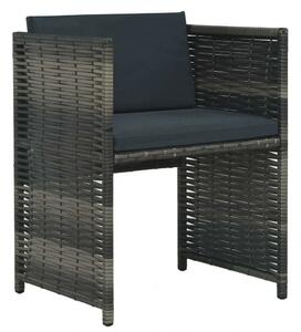 VidaXL 3-részes szürke polyrattan bisztrószett párnákkal