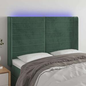 VidaXL sötétzöld bársony LED-es fejtámla 147x16x118/128 cm