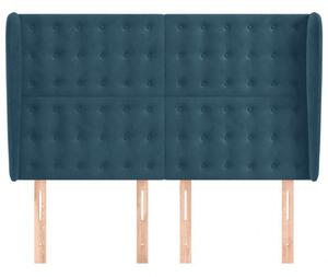 VidaXL Bársony Fejtámla Szárnyakkal - Sötétkék - 147x23x118/128cm