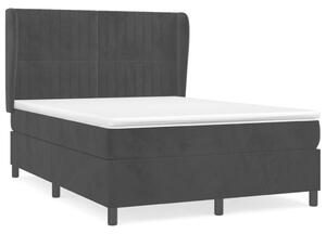 VidaXL Bársony Ágy Matraccal - 140x190 cm - Fekete