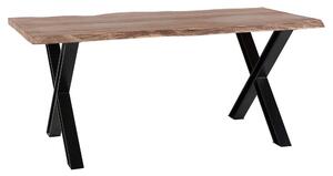 Rusztikus Fa Étkezőasztal Fekete Fém Lábazattal 180 x 95 cm BROOKE