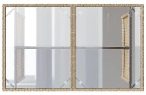 VidaXL bézs polyrattan üveglapos kerti asztal 110x68x70 cm