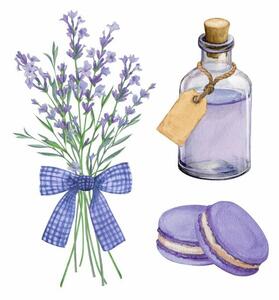 Illusztráció A bouquet of lavender with a, Yurii Sidelnykov, (40 x 40 cm)