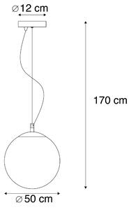 Modern függesztett lámpa sárgaréz füstüveggel 50 cm - golyó