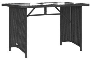 VidaXL fekete polyrattan üveglapos kerti asztal 110x68x70 cm