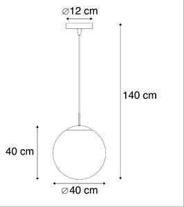 Modern függőlámpa sárgaréz füstüveggel 40 cm - Golyó