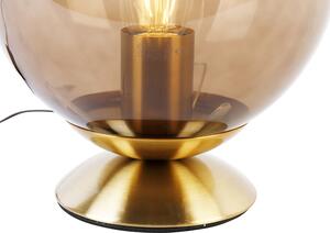 Art deco asztali lámpa sárgaréz füstüveggel - Pallon