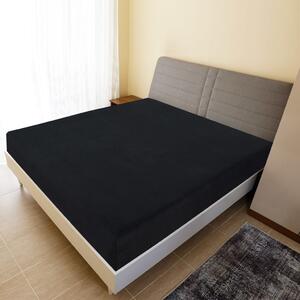 Fekete pamutdzsörzé gumis lepedő 180x200 cm