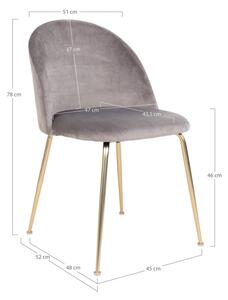 Design szék Ernesto szürke / sárgaréz szín