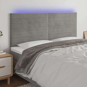 VidaXL világosszürke bársony LED-es fejtámla 180x5x118/128 cm