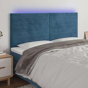 VidaXL sötétkék bársony LED-es fejtámla 180x5x118/128 cm