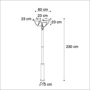 Klasszikus kültéri lámpa antracit 230 cm 3 izzós - Platar