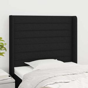VidaXL fekete szövet fejtámla szárnyakkal 83x16x118/128 cm