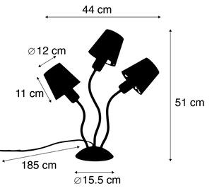 Design asztali lámpa fekete 3-lámpás bilincsernyőkkel - Wimme