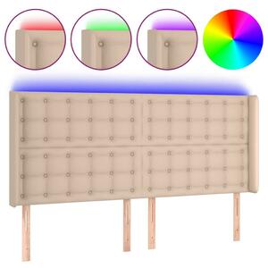 VidaXL Cappuccino Műbőr Ágyfejtámla LED-es - 203cm