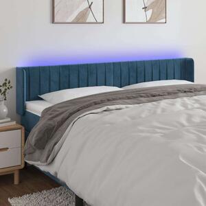 VidaXL sötétkék bársony LED-es fejtámla 163 x 16 x 78/88 cm