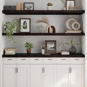 Sötétbarna kezelt tömör tölgyfa fali polc 160 x 50 x (2-6) cm