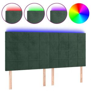 VidaXL sötétzöld bársony LED-es fejtámla 160x5x118/128 cm