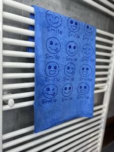 Gyorsan száradó törülköző Smiley kék A törülközők mérete: 35x75 cm