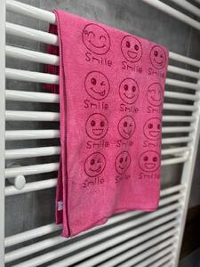 Gyorsan száradó törülköző Smiley rózsaszín A törülközők mérete: 35x75 cm