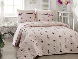 Ágytakaró 2 Párnahuzattal Flamingo Rózsaszín / Fekete, 200 x 220 cm