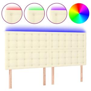 VidaXL krémszínű műbőr LED-es fejtámla 160x5x118/128 cm