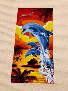 Strandtörülköző Narancssárga hullám 90x180cm