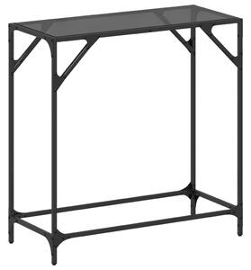 Acél tálalóasztal fekete üveglappal 80 x 35 x 81 cm